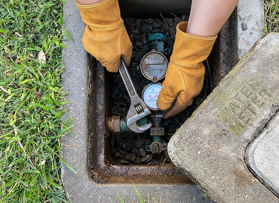 Water meter installation in progress
